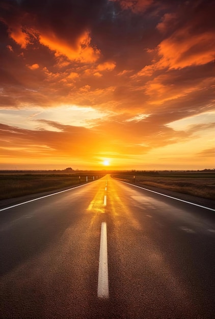 Camino vacío al amanecer imagen uhd.