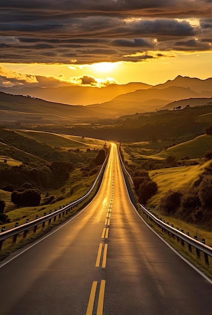 Foto camino vacío en el campo