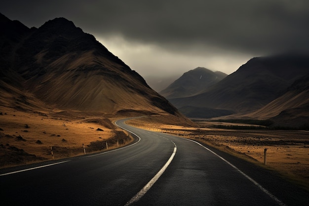 Camino vacío contra el cielo