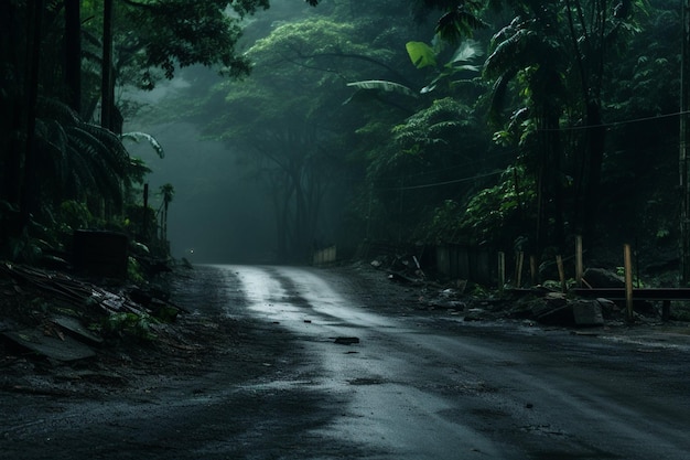 Foto camino vacío en el paisaje forestal