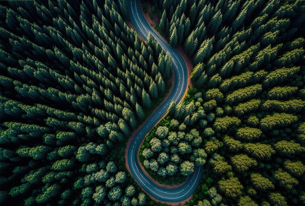 Caminos forestales vistos desde arriba