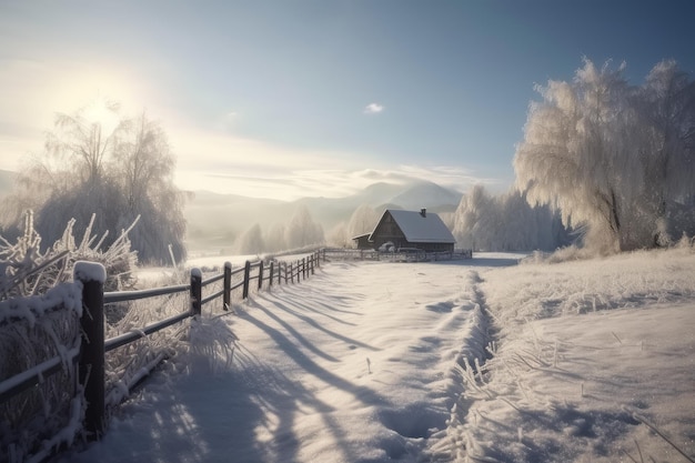 Caminos de invierno temporada de campo congelado Generar Ai