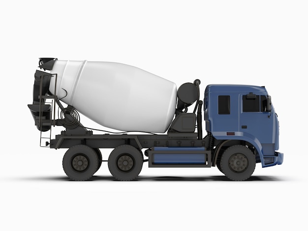 un camión azul con un tanque blanco que dice tanque en él