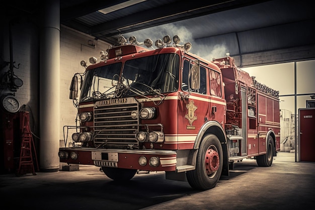 un camión de bomberos que muestra la profesión de bombero