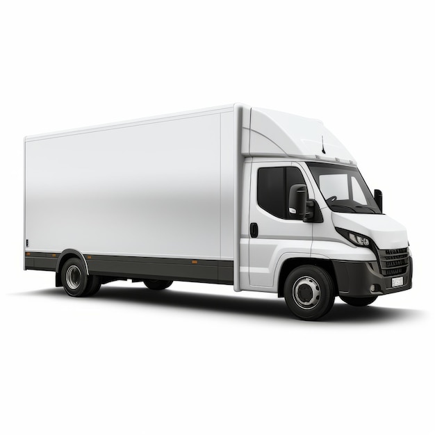 El camión de caja de remolque blanco sobre fondo blanco inspirado en Duccio