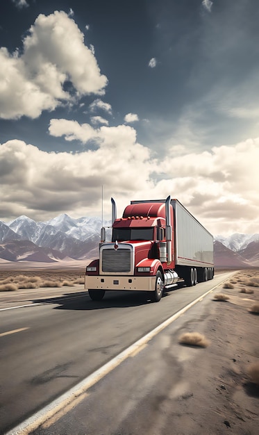 Foto camión en el concepto de transporte por carretera