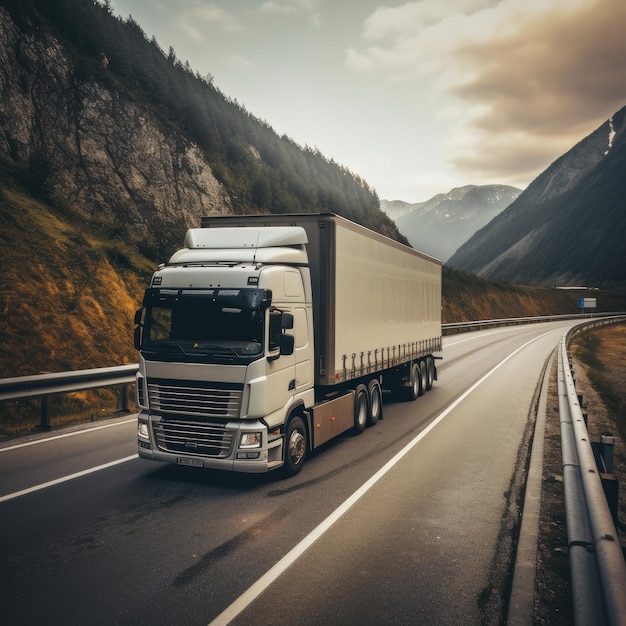 Camión con contenedor en transporte de carga por carretera generativo ai