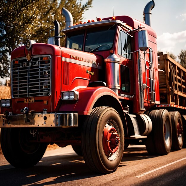 Foto camión de entrega de remolques tractor para la logística de carga por carretera terrestre