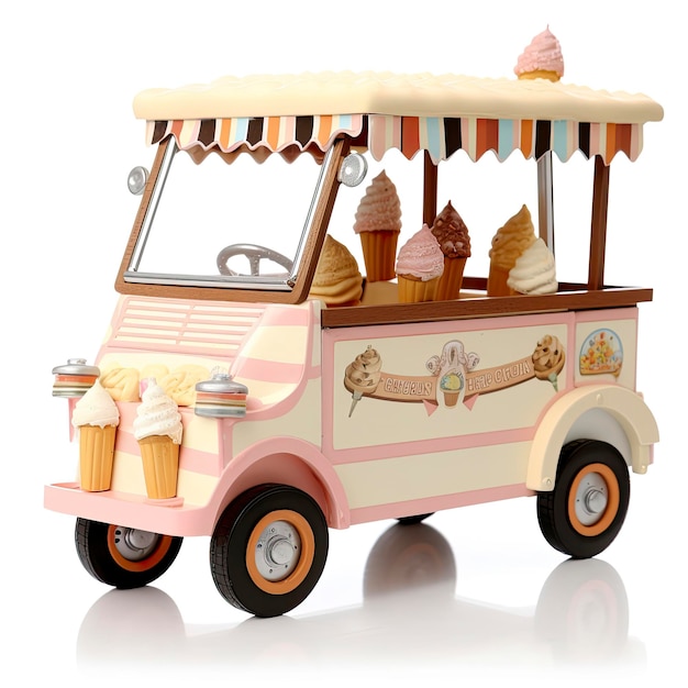 Un camión de helados de juguete en miniatura.