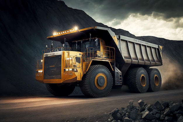 Camión minero industrial en una mina de carbón