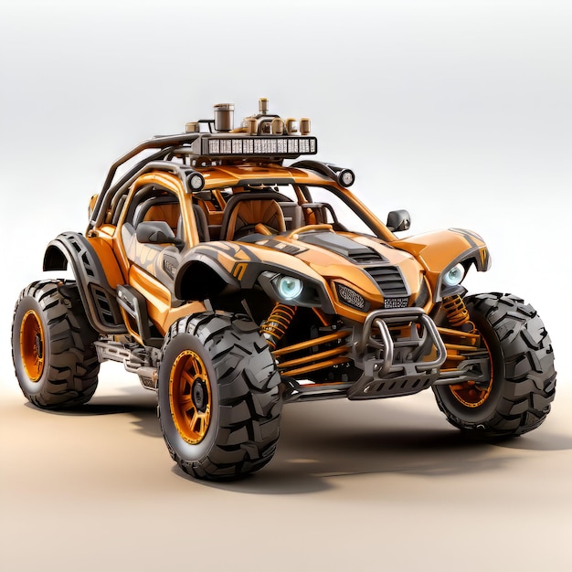 Foto el camión monstruo naranja en un fondo blanco imagen de renderización 3d