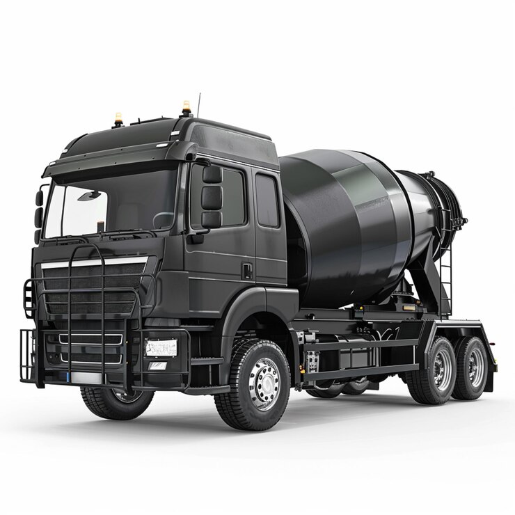 un camión negro con un tanque negro que dice la palabra cita en el lado
