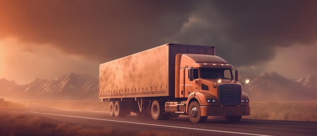 Camión de reparto completamente cargado con el concepto de entrega de mercancías IA generativa