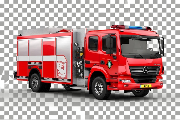 un camión rojo con una placa de matrícula amarilla que dice citado bombero citado en el lado