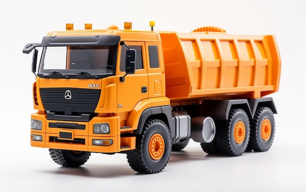 Camión volquete blanco hiperrealista con detalles en naranja Generative Ai