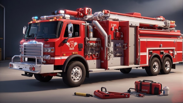 Camiones de bomberos de Guardianes de la Seguridad equipados para rescates heroicos