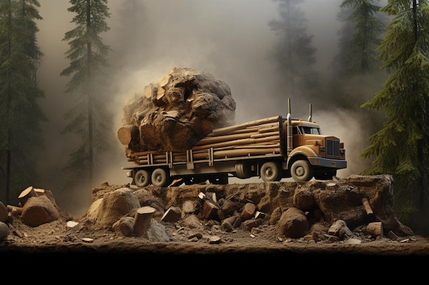 Camiones que transportan troncos de madera