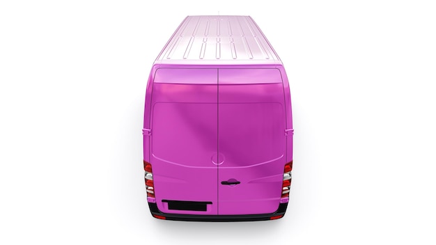 Foto camioneta comercial de tamaño mediano rosa sobre un fondo blanco un cuerpo en blanco para aplicar sus inscripciones de diseño y logotipos ilustración 3d