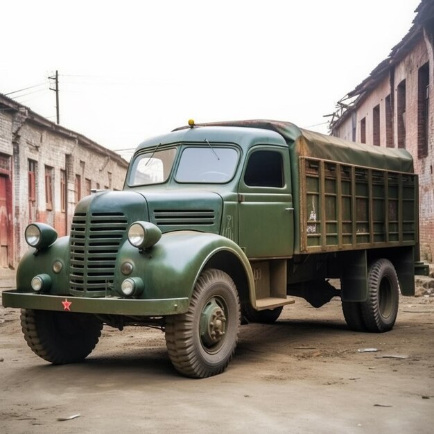 una camioneta verde con el número 39 en el frente.