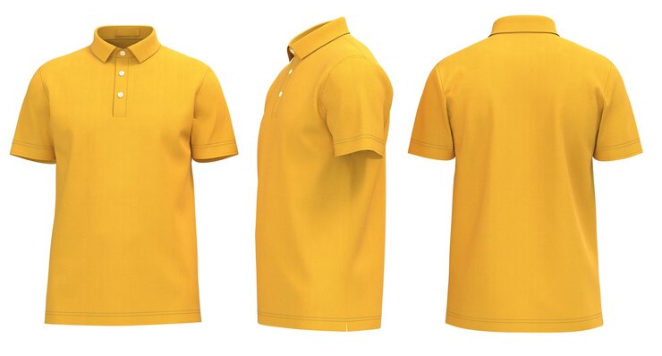 una camisa amarilla con un cuello blanco y una camiseta amarilla