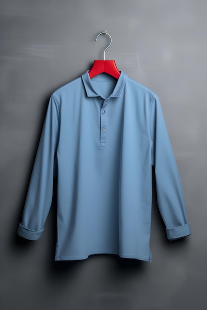 camisa azul colgada en una percha