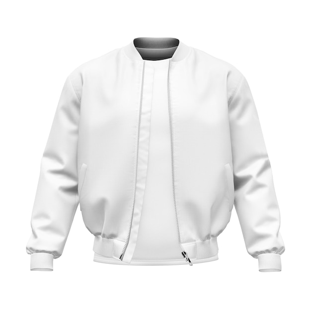 una camisa blanca con una chaqueta bomber en blanco aislada sobre un fondo blanco