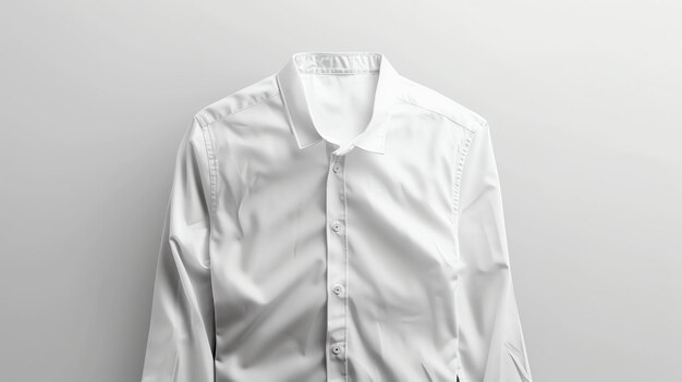 Foto una camisa blanca con cuello y botones en la parte delantera la camisa está hecha de una tela suave y ligera y tiene un ajuste relajado