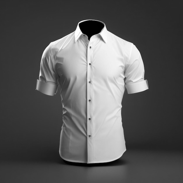 Camisa blanca de hombre sobre fondo negro.