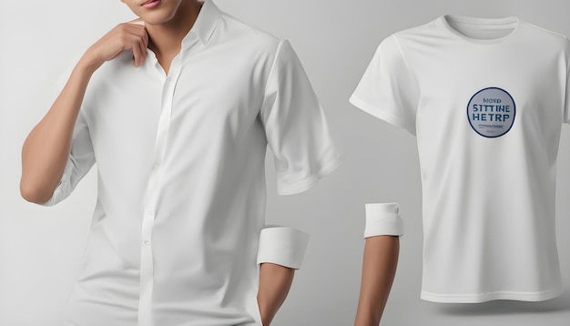 camisa blanca con la manga enrollada