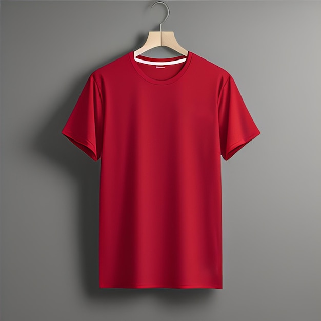 camisa en blanco de maqueta roja lisa