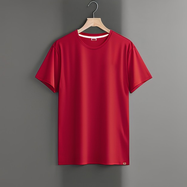 camisa en blanco de maqueta roja lisa