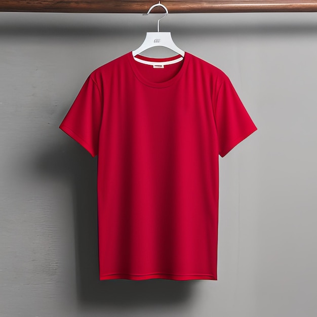 camisa en blanco de maqueta roja lisa
