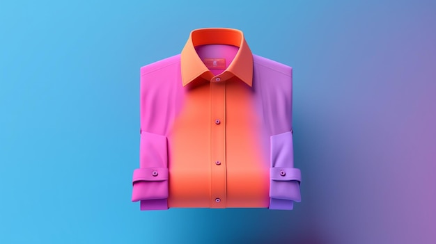 Una camisa colorida con un cuello rosa y naranja.