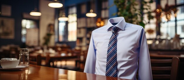 Foto camisa y corbata de hombre de negocios en la mesa