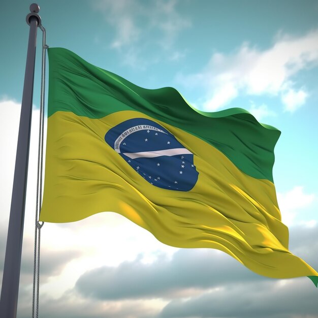 Camisa de futebol da bandeira do Brasil ou camiseta de futebol simulada com logotipo planoAi gerado