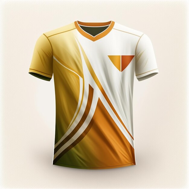 Camisa de futebol simulada para clube de futebol, modelo de design esportivo de camiseta, amarelo e branco