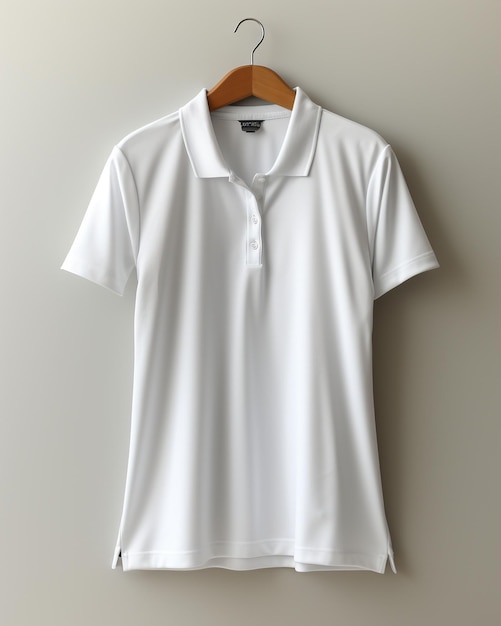 camisa de polo branca simples com gancho de alta resolução