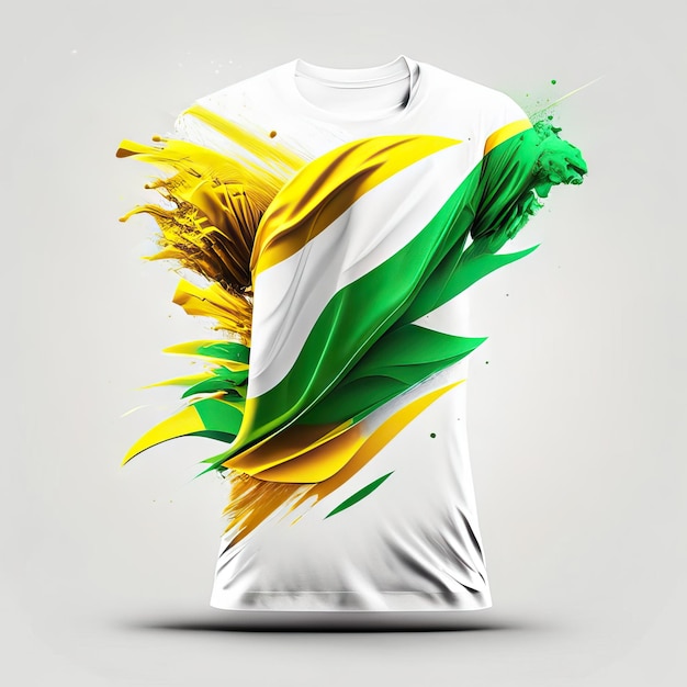 Foto camisa em branco verde e amarelo