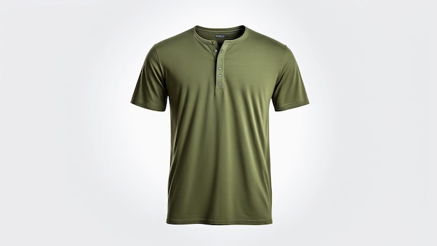 Foto camisa de henley verde olivo aislada sobre un fondo blanco