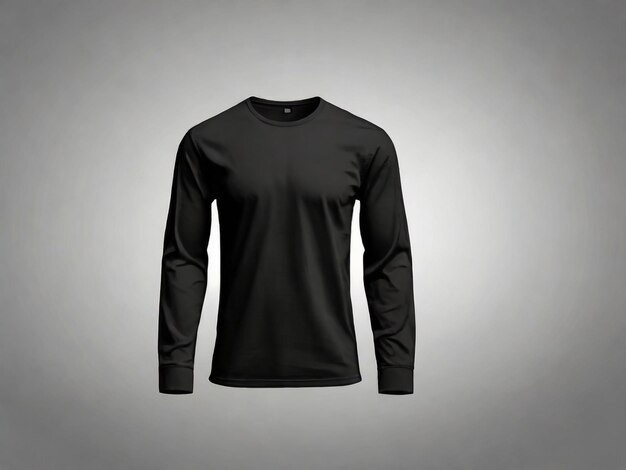 Foto camisa negra de mangas largas para la maqueta aislada sobre un fondo transparente