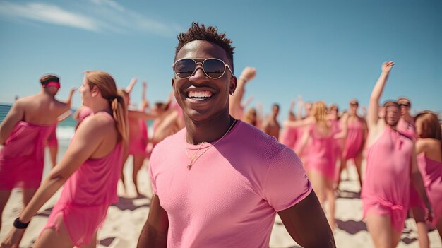 Camisa rosa de playa