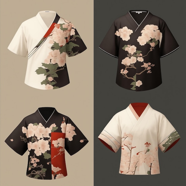 Camisas simples com designs japoneses