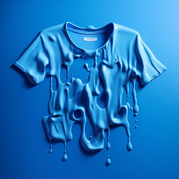 Foto camiseta con artisticamente verter un líquido viscoso brillante sobre la camiseta generada por la ia