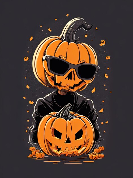 Camiseta assustadora de Halloween com capuzes de abóbora com caveiras fofas e adesivos de fantasmas adoráveis
