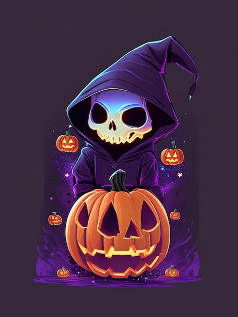 Camiseta assustadora de Halloween com capuzes de abóbora com caveiras fofas e adesivos de fantasmas adoráveis