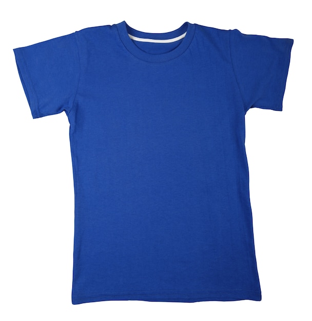 Camiseta azul aislado sobre fondo blanco.