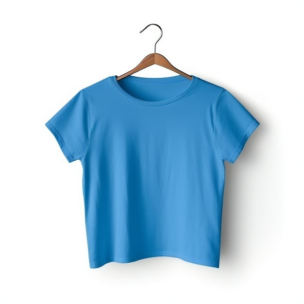 Camiseta azul aislado sobre fondo blanco.