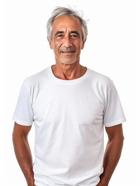 camiseta blanca adulto mayor