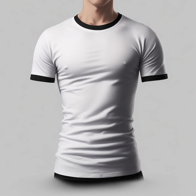 Una camiseta blanca con una banda negra en la parte superior