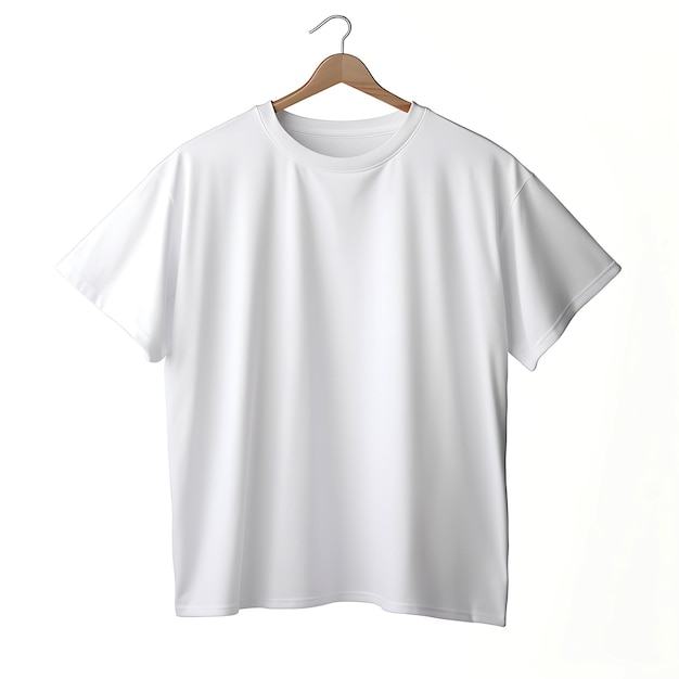 Foto camiseta blanca en blanco con diseño de colgar